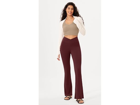 Ododos Women (M) Cross Waist Bootcut Yoga Pants