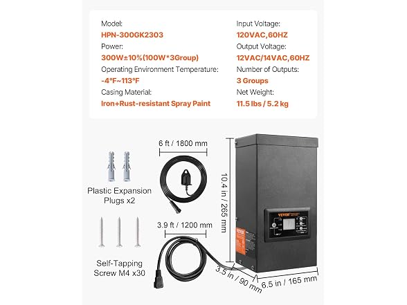 300W Low Voltage Landscape Transformer with