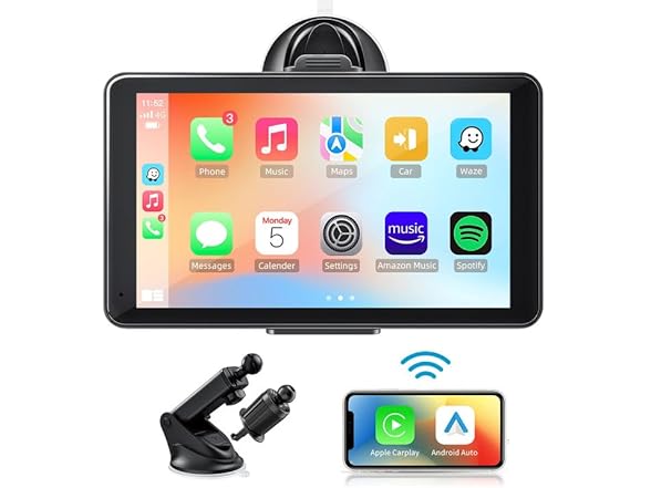 7" Portable CarPlay Screen w/ Bluetooth