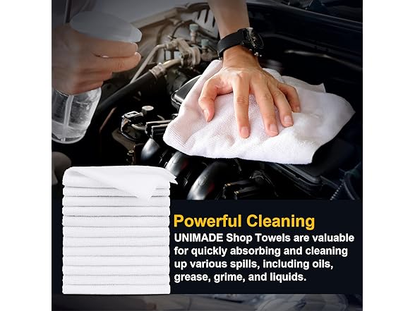 UNIMADE Shop Towels, 150pk, 11.5" White