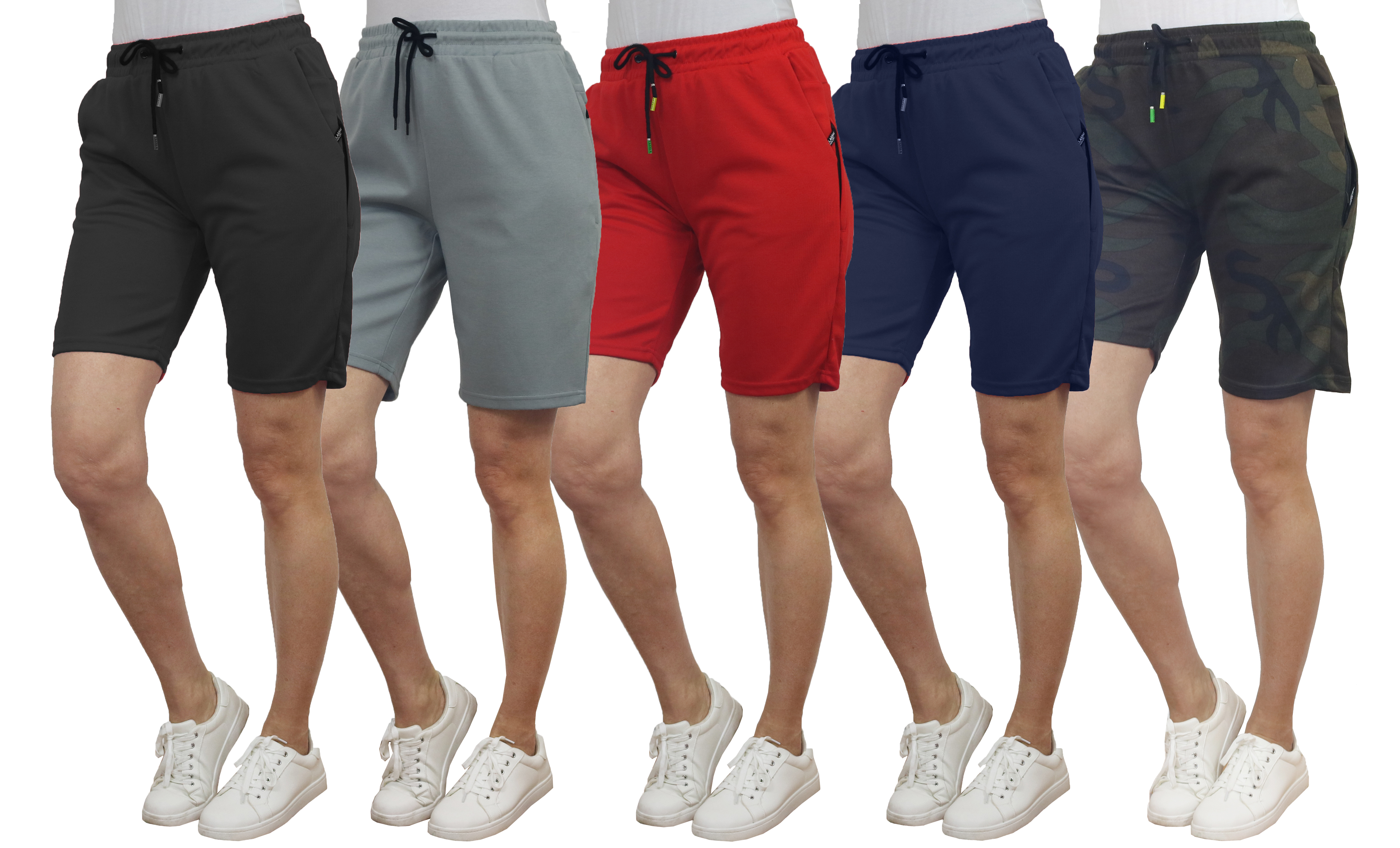 5Pk Womens Classic T/F Jogger Shorts - Gallery 6