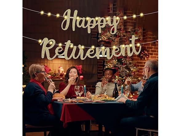 Gold Glitter Happy Retirement Banner