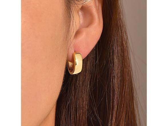14K Gold Plated Cylindrical Hoop Earring