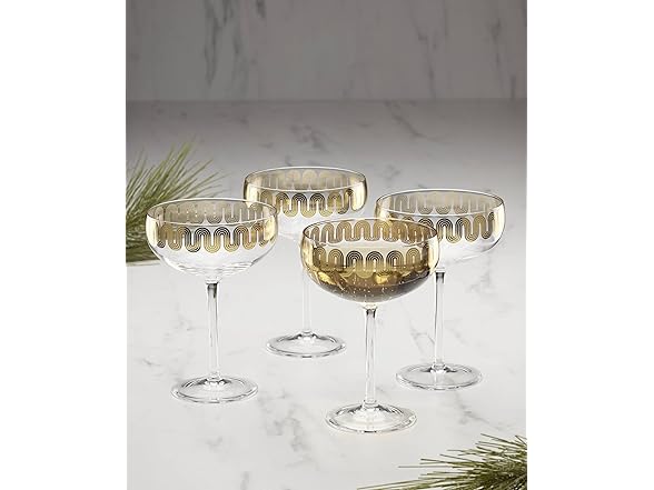 Cambridge Gold Decal Coupe Glasses, Set Of 4