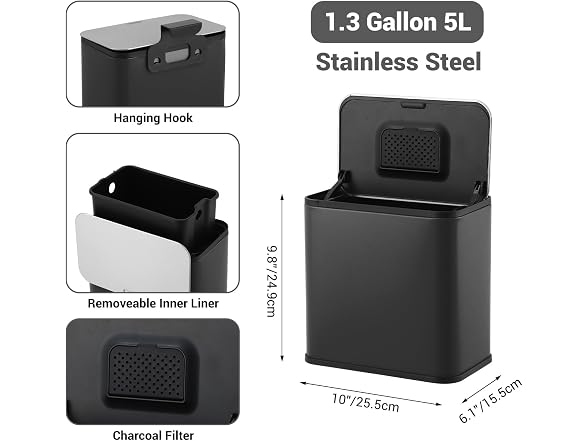 Outlane 1.3 Gallon Slim Hanging Stainless Can Lid