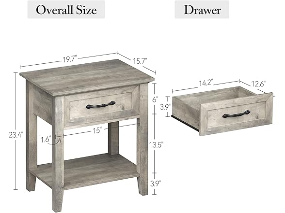coucheta Grey Nightstand 2 Pack
