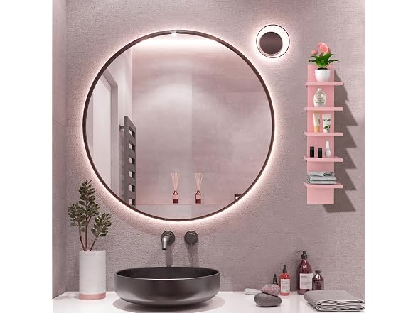 Bloddream 5-Tier Wall Shelves Pink 30.7