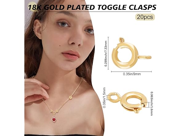 Beebeecraft 1 Box 20Pcs Spring Clasps 18K