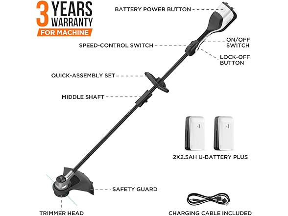 Litheli 2x20V 14" Brushless Cordless String Trimmer