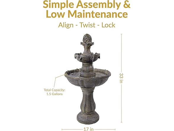 Sunnydaze 33" Pineapple 2-Tier Solar Powered Fountain