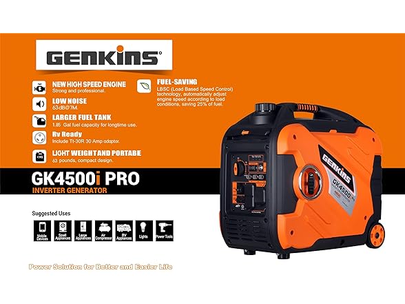Genkins 4500iPro 4500W Portable Inverter Generator