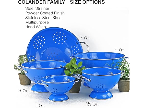 Reston Lloyd, 1 Quart Powder Coated Steel Kitchen Strainer Basket 