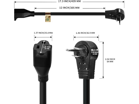 Nekteck 6Pk Flat Plug Extension Cord