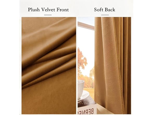 Gold Brown Velvet Blackout Curtains