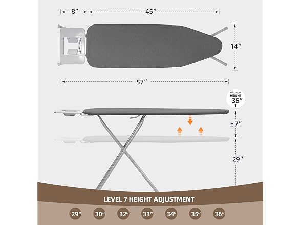 STO STO Ironing Board Full Size 45" x 14" with Iron Holder