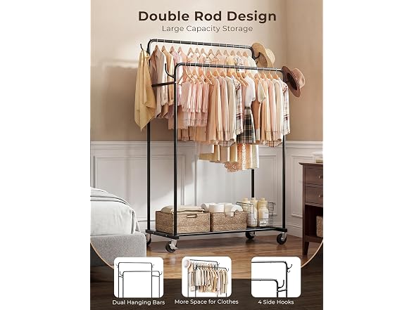 HogHow Rolling Clothing Rack