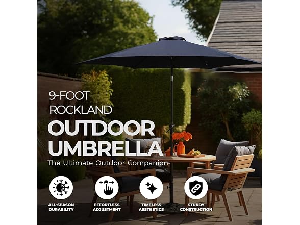 Four Seasons Courtyard Rockland 9' Market Patio Table Umbrella
