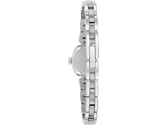 Bulova Ladies' Classic Dress Mini 2-Hand Quartz Watch, Stainless Steel, Arabic Markers, Silver/Blue Accents (Open Box)