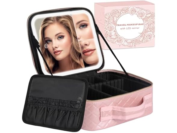 MAFYIY Travel Makeup Bag with LED Mirror