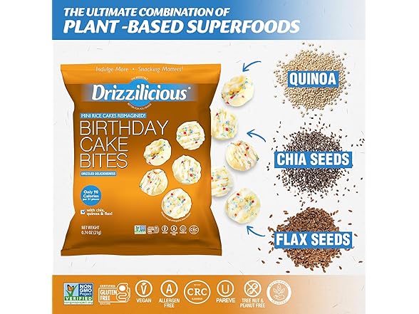 Drizzilicious Birthday Cake Rice Cakes 10pk