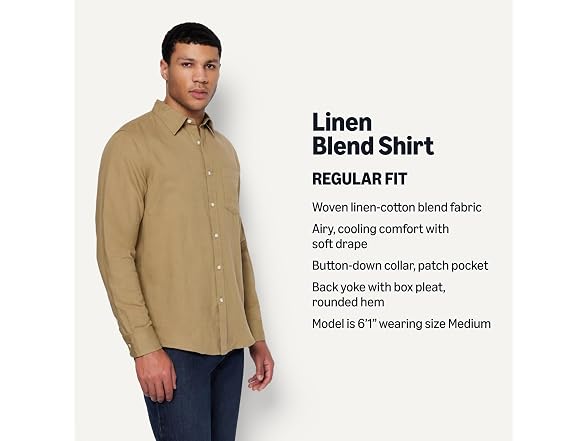 Amazon Essentials Men Regular-fit Long Linen Shirt