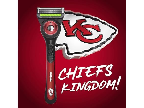 Gillette Labs Special NFL Chiefs Edition Shaving Razor for Men - 1 Handle, 4 Razor Blade Refills & Magnetic Stand, GilletteLabs with Exfoliating Bar