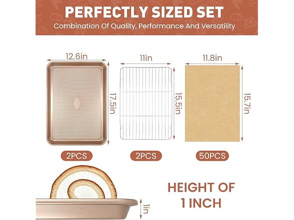 2 Pack Baking Sheets with 2 Wire Racks