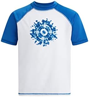 Kanu Surf girls Karlie Upf 50+ Sun Protective Rashguard Swim Rash Guard Shirt, Groovy White/Blue, 14-16 US