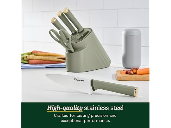 Artisan Elite Stainless Steel Cutlery 6 Piece Knife Block Set, Green