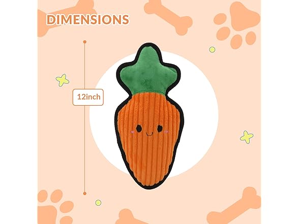 Linzy Plush Durable Carrot Crinkle Pet Toy