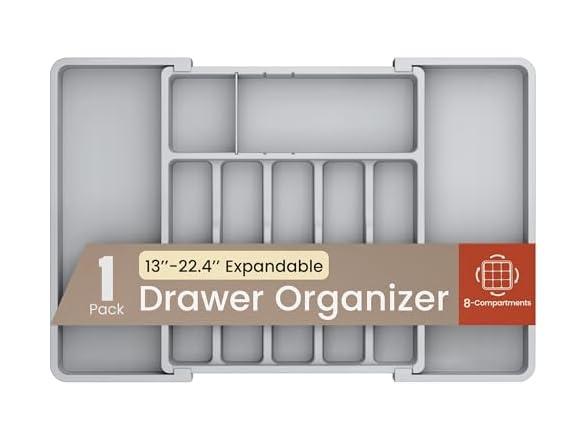 Gray Expandable Utensil Drawer Organizer