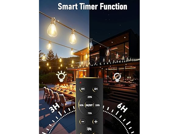 luckystyle 100FT LED Outdoor String Lights with Remote