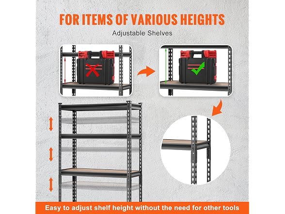 Storage Shelving Unit, 5-Tier Adjustable x60