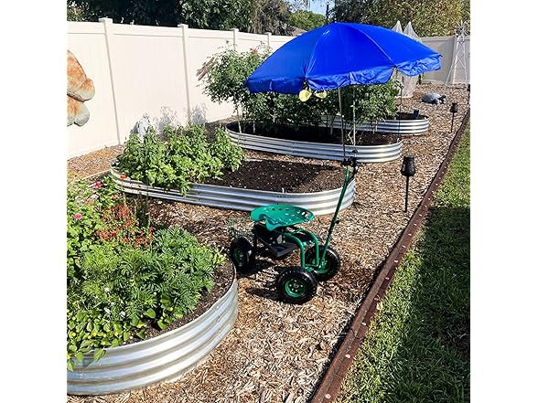 Sunnydaze Rolling Garden Cart, Green