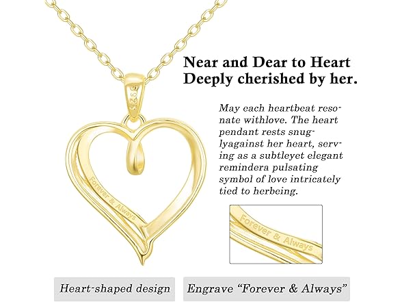 LAVALE Heart Necklace 18K Gold Plated