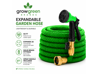 $24.99, Was $39.99, 37% Off! GrowGreen Expandable Garden Hose 50ft dealfomo