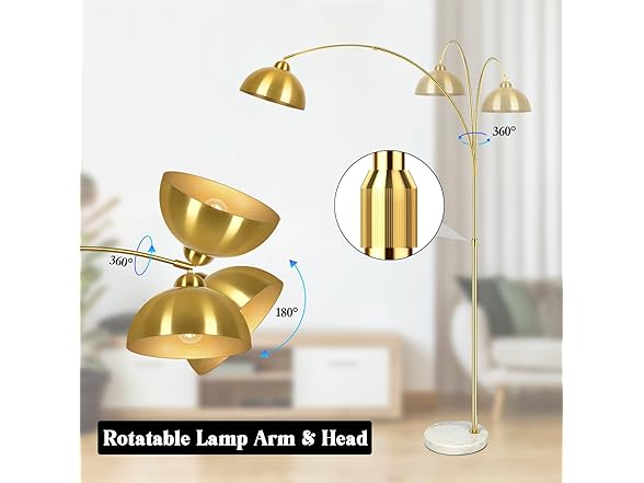 GoBright Contemporary Gold 73" Arc Floor Lamp with Dome Shade