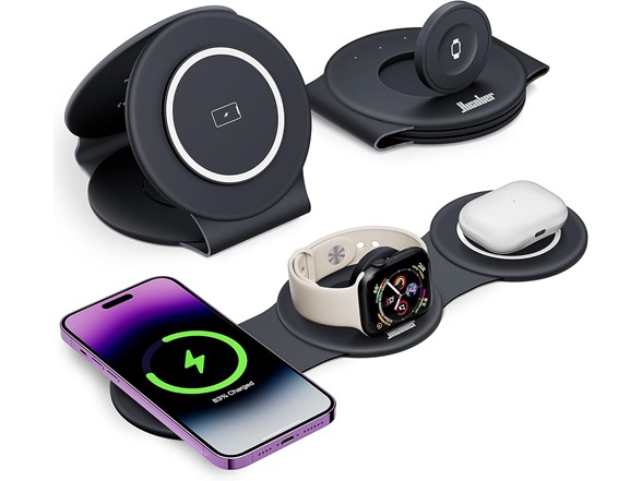 Hicober 3-in-1 Wireless Magnetic Foldable Charging Station for Apple