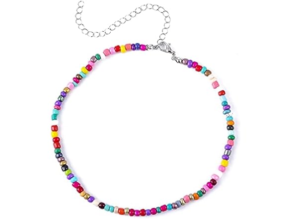 Obmyec Boho Beaded Necklace Daisy Choker