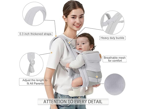 Shiaon Baby Carrier Newborn to Toddler Grey