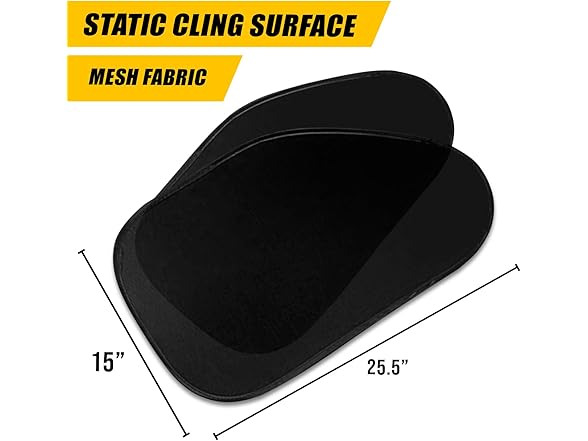 Zone Tech SS0019 Side Window Cling On Sun Shades- 2-Pack Bl