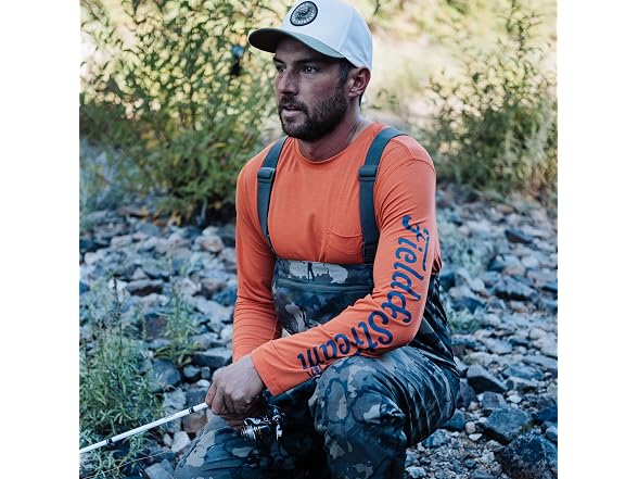 Field & Stream Men Roll Cast Long Shirt Orange (XL)