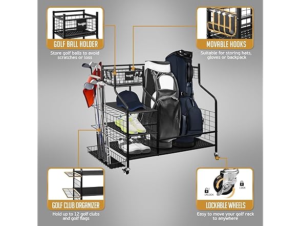 Yes4All Golf Storage Garage Organizer