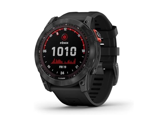 Garmin Fenix 7X Solar-Powered Waterproof 1.4-Inch Display Multisport GPS Watch with Built-in LED Flashlight and Bluetooth (Slate Gray with Black Band) (Open Box)