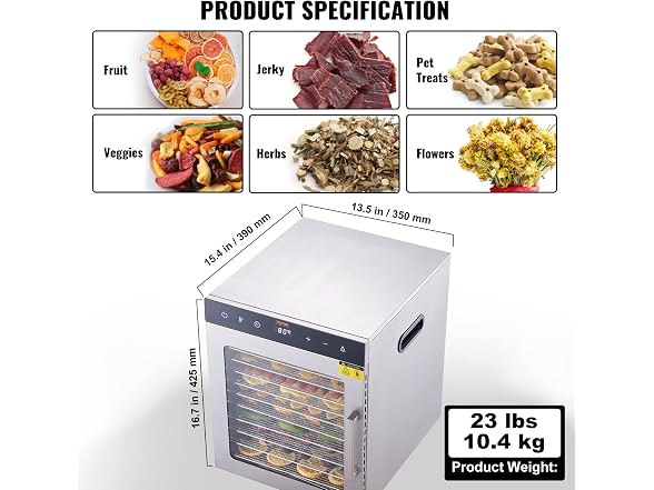 VEVOR Electric Food Dehydrator Machine