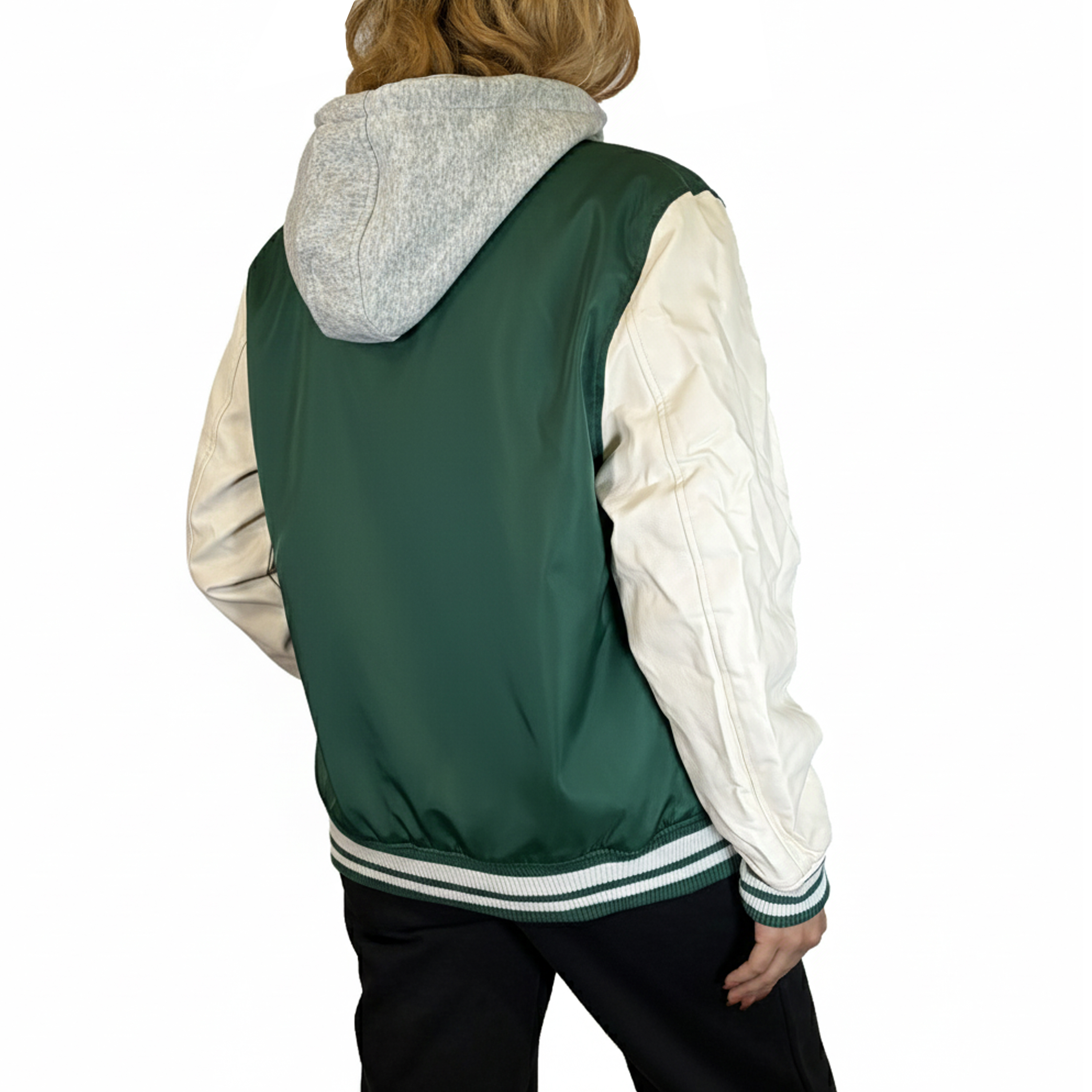 Womens Oversized Heavyweight Hooded Varsity Jacket - Gallery 26