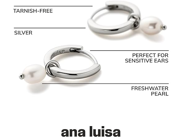 Ana Luisa Pearl Huggie Hoops 14K Gold Plated