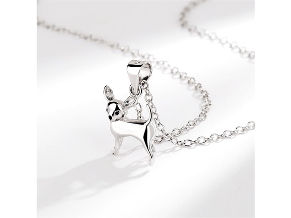 Chihuahua With Pink Bowtie Dog Necklace