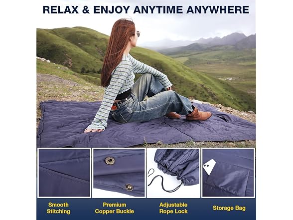 DUKUSEEK Waterproof Stadium Blanket Blue
