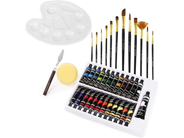 SALVADOR 40 Piece Acrylic Paint Kit, 24 Tubes